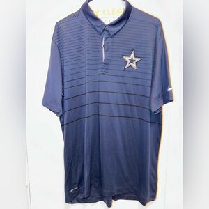 Men's Nike Dallas Cowboys Large Blue Polo Shirt with Star Logo Dri Fit
